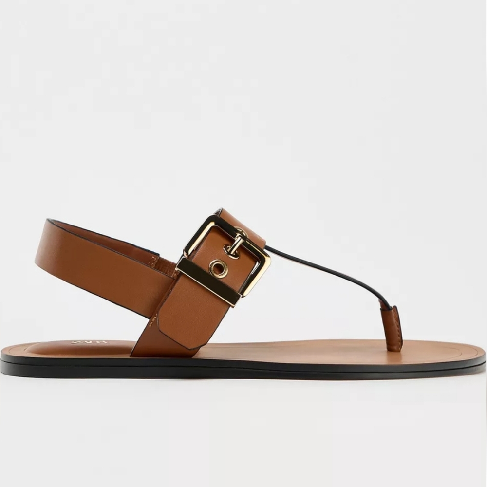 ZARA Leather Sandal With Buckle